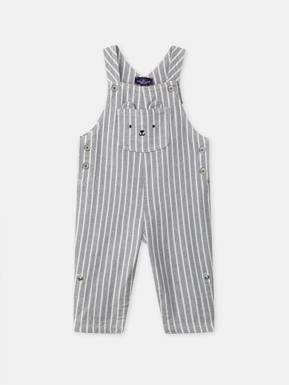 Grey Striped Dungarees